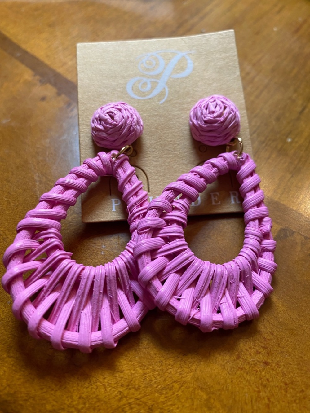 Plunder Pink Woven Teardrop Earrings
